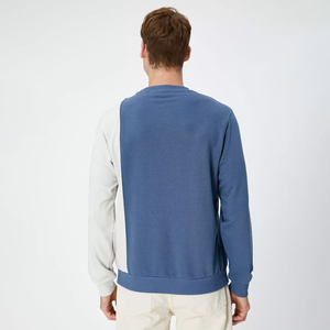 Men's Color <b>Block</b> Solid Digital Printing Drop-Shoulder Crewneck Color <b>Block</b> Long Sleeve Pullover Casual Sweatshirt For Winter - Product Image 2