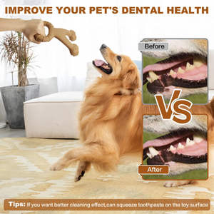 Safety Aggressive Bite Resistance Durable Eco-Friendly Rubber Cartoon Teeth Cleaning Non-Toxic <b>Interactive</b> Dog Chew Bone Beef - Product Image 6