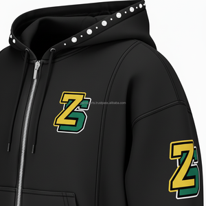 เสื้อมีฮู้ดซิปขนแกะหนา400แกรมมีฮู้ดสำหรับฤดูหนาวผ้าโพลีเอสเตอร์ผสมในสีดำนุ่มด้านในกำหนดโลโก้ได้ตามต้องการ - Product Image 5