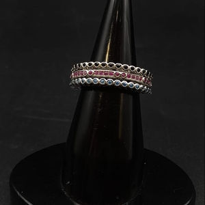 S925 Zircon CZ Finger Open Rings for Women <b>Oxidation</b> Silver Antique Ring with Diamond Classic Style for Weddings and Parties - Product Image 1