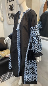 High Quality <b>Bridesmaid</b> Cotton Clothing Cross Embroidery <b>Dress</b> Balloon Long Sleeve Fancy Explosive <b>Dress</b> Women Ukrainian <b>Dress</b> - Product Image 3