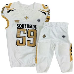 Uniformes de football américain en polyester 100% antibactérien respirant à séchage rapide en sergé chromé doré Sublimation complète - Product Image 5