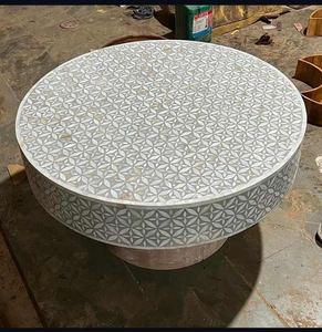 Table basse de luxe en nacre incrustée à la main pièce maîtresse de salon Table de canapé en bois de qualité supérieure pour la décoration intérieure et l'hôtel - Product Image 4