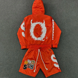 French Terry Full Zip Hoodie y Shorts Set Custom 100% Cotton Summer Chándal Sweat Suit Unisex Acid Wash Men Shorts Set - Product Image 1