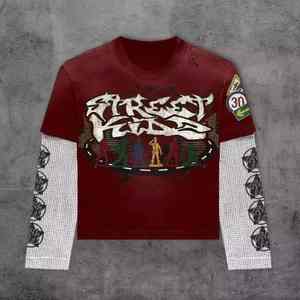 เสื้อยืดแขนยาวสำหรับผู้ชายแบบสองชั้นสำหรับ100% เสื้อยืดผ้าฝ้ายขนาดใหญ่ออกแบบโลโก้ได้ตามต้องการ - Product Image 1