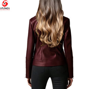 Chaqueta de Cuero para Mujer Personalizada de Alta Calidad, Transpirable, Impermeable y Cortavientos, con Opciones de Color y Diseño Personalizados - Product Image 2