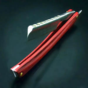 Maquinilla de afeitar de borde recto con mango de madera más vendida, cuchillo de afeitar de peluquero de acero inoxidable de alta calidad con mango plegable - Product Image 2