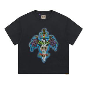 T-<b>Shirt</b> Short Sleeved <b>Casual</b> Street Fashion with <b>White</b> Ink Diamond Print Breathable Cotton Knitted Design - Product Image 2