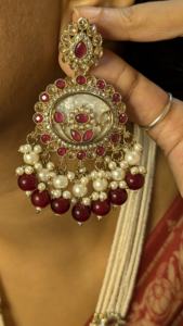 Vente en gros Ensemble de bijoux de mariage plaqué rhodium pour femmes de luxe Boucles d'oreilles bijoux en cuivre Long Temple Fournitures de bijoux de mode - Product Image 2