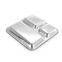 KING-Assiettes à dîner rectangulaires en acier inoxydable écologiques pour restaurant, 5 compartiments, boîte à lunch avec couvercles en métal PP