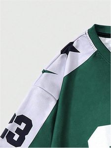 Camiseta de manga corta con gráfico de letras y números para hombre, Camiseta deportiva atlética con cuello en V, ropa de calle - Product Image 4