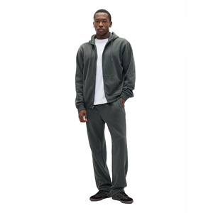 Ensemble de survêtement décontracté pour homme, hiver, fermeture éclair, 100% coton, polaire, à capuche, respirant, coupe ample, fermeture éclair - Product Image 1