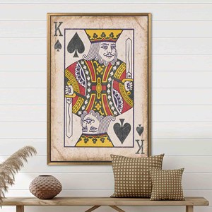 Printed Canvas Artwork: Play Room Printed King of Hearts Wall Decor,Gold <b>Framed</b> - Product Image 1