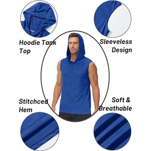 Custom Men Gym Hoodie <b>Vest</b>, Sleeveless Sports Tank Top for Bodybuilding Hoodie, Lightweight Gym Training <b>Muscle</b> Tee - Product Image 2