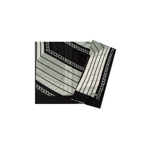Luxury Designer Satin Scarf-Black and White Striped Rectangular Silk Scarf for All Seasons - Product Image 1
