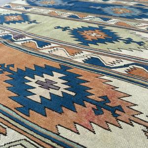 Alfombra de 5.4x8.3 pies, Alfombra Turca Vintage Grande, Alfombra de Lana Azul - Product Image 5