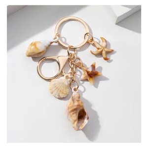 Porte-clés coquillage élégant inspiré de la plage, en acrylique, coquille de conque mignonne et romantique, charme pour couple, sac à main, porte-clés coquillage - Product Image 1