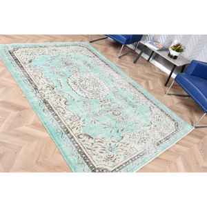 Alfombra Turca Grande, Alfombra Vintage de 5.3x7.7 pies, Alfombra de Lana Azul - Product Image 3