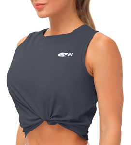 เสื้อครอปผ้าฝ้ายออร์แกนิกสำหรับผู้หญิงเสื้อตัวสั้นแขนกุดระบายอากาศได้น้ำหนักเบาสไตล์สวมใส่สบาย - Product Image 5