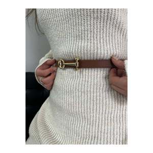 Designer Long Buckle Thin Women's <b>Belt</b>, Jacket <b>Belt</b>, Shirt <b>Belt</b>, <b>Dress</b> <b>Belt</b> - Tan-<b>Gold</b> - Product Image 5