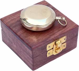 Boussole de collection nautique classique, porte-clés |   Finition en laiton décoratif |   Cadeau maritime vintage, rectangle, cercle, léger - Product Image 4