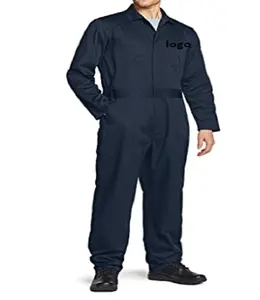 Hot selling lots Men's Long Sleeve Zip-Front Coverall Twill Resistant Work Coverall Action Back Jumpsuit with Multi Pockets