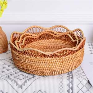 Low price natural <b>rattan</b> <b>storage</b> <b>baskets</b> for pantry organization top deal braided bowl shape <b>basket</b> - Product Image 2