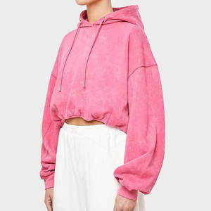 Heavy Cotton Fleece Casual Crop Top Hoodie para mujer Pullover Workout Women Crop Top Sudadera con capucha de algodón a precio razonable - Product Image 3