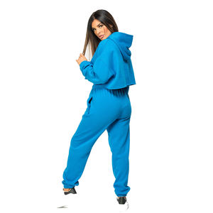 Top corto para mujer, Sudadera con capucha serigrafiada con pantalones cómodos, chándales de sudor para adultos con diseños personalizados - Product Image 2