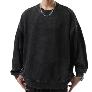 Sudadera Casual de Invierno para Hombre, 100% Algodón, Cuello Redondo, Diseño Sólido, Lavado Ácido, Antiencogimiento, Talla Grande Personalizada, Estilo Elegante - Product Image 1