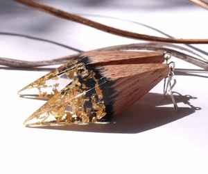 Pendientes creativos de resina de madera de estilo bohemio europeo, pendientes Retro geométricos para mujer hechos a mano por HUMAYUN WORLD CRAFTS - Product Image 2