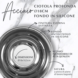 Set di ciotole antiscivolo in acciaio inossidabile con Base in Silicone 18X18X11 cm Design per nidificazione lucidato per cucina di casa per insalate - Product Image 5