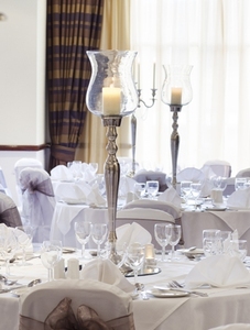 Longue pièce maîtresse en cristal d'aluminium argenté support de bougie en métal élégant pour décorations de table de mariage Table à la maison - Product Image 3