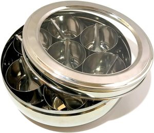 โรงงานมาใหม่คุณภาพสูงสแตนเลสกล่องเครื่องเทศกล่องมาซาลา 9 ชามและ SS ฝาครอบแผ่น - Product Image 5