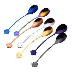 Juego de cubiertos con mango en forma de flor Multicolor Premium, cuchara de postre de té y café de Metal de latón a un precio razonable para bodas - Product Image 1