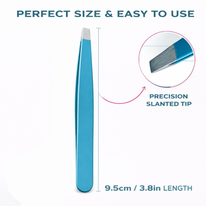 Pinzas Profesionales de Acero Inoxidable de Primera Calidad con Punta Inclinada para Cejas, Color Azul, Ecológicas, para Depilación de Precisión y Cuidado Personal - Product Image 3