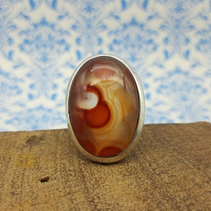 Bague en agate Cabochon naturel Pierres précieuses Bague en argent faite à la main pour hommes et femmes Bagues Fine Jewelry Elegant Handmade Natural Stone - Product Image 4
