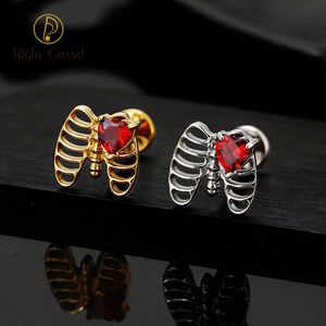 टाइटेनियम हृदय cz रिब पिंजरे कार्टिलेज 16 ग्राम गोथिक कंकाल 16 ग्राम गोथिक कंकाल - Product Image 4