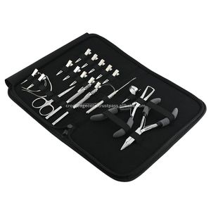 Outils d'extension de cheveux de bonne qualité pinces de salon aiguilles perles pinces boucle de coiffure et crochet doigt ciseaux accessoires Kit ensemble - Product Image 1
