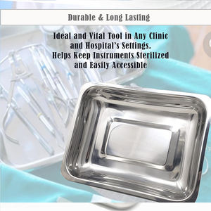 Plateau pour instruments médicaux vétérinaires dentaires en acier inoxydable 304, manuel, réutilisable, bords lisses, pour les utilisations en chirurgie générale à l'hôpital - Product Image 6