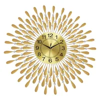 Offre spéciale, horloge murale de luxe en or avec design en cristal, montre à quartz silencieuse, décoration murale 3d pour le salon