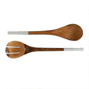 Набор инструментов для салата из кости и дерева, подарочный набор деревянных ложек для салата ручной работы, вилки, кухонная ложка, Подарочная ложка
