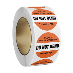 Étiquettes d'avertissement de sécurité personnalisées, ne pas plier, rouleau d'autocollants, étiquettes adhésives blanches, diamètre du noyau 3 mm Manutention et soin des emballages en carton, petit format - Product Image 1
