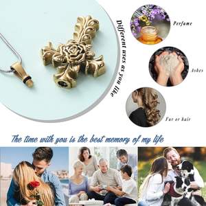 Cremation <b>urn</b> For <b>Ashes</b> Rose Shape Stainless Steel Cross Memorial Cremation <b>Ashes</b> <b>Urn</b> Pendant Necklace Jewelry <b>Urn</b> Custom Size - Product Image 3
