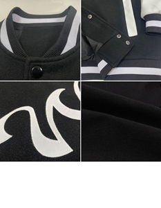Veste de baseball sportive en cuir brodé OEM de haute qualité, personnalisable, à manches longues, col montant, anti-bactérienne pour homme - Product Image 4