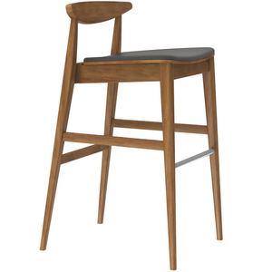 Tabouret de bar en bois moderne avec siège rembourré - Product Image 6