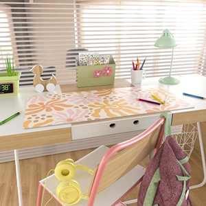 Tapis de souris de jeu en cuir PVC à fleurs ondulées, unilatéral, en cuir de chamois, ergonomique, confortable pour le bureau et la maison - Product Image 4