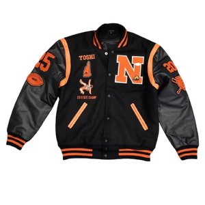Veste universitaire d'hiver personnalisable XL pour hommes avec fermeture à bouton sur pied manchette tricotée et grandes poches impression de logo de bonne qualité - Product Image 3