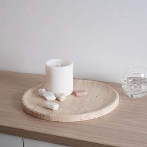 Marble Round Serving Tray 11.8 <b>Light</b> Beige Decorative <b>Vanity</b> Tray for Kitchen <b>Bathroom</b> Coffee Table Desk Tableware Jewelry - Product Image 6