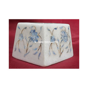 Quemador de Incienso de Mármol Blanco con Incrustaciones de Nácar, Diseño Floral Único, Hecho a Mano, de Lujo, Forma Cuadrada, Ideal para Regalo - Product Image 2